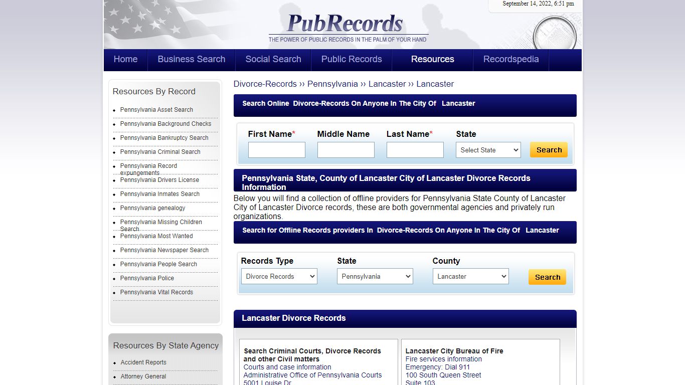 Lancaster, Lancaster County, Pennsylvania Divorce Records - Pubrecords.com