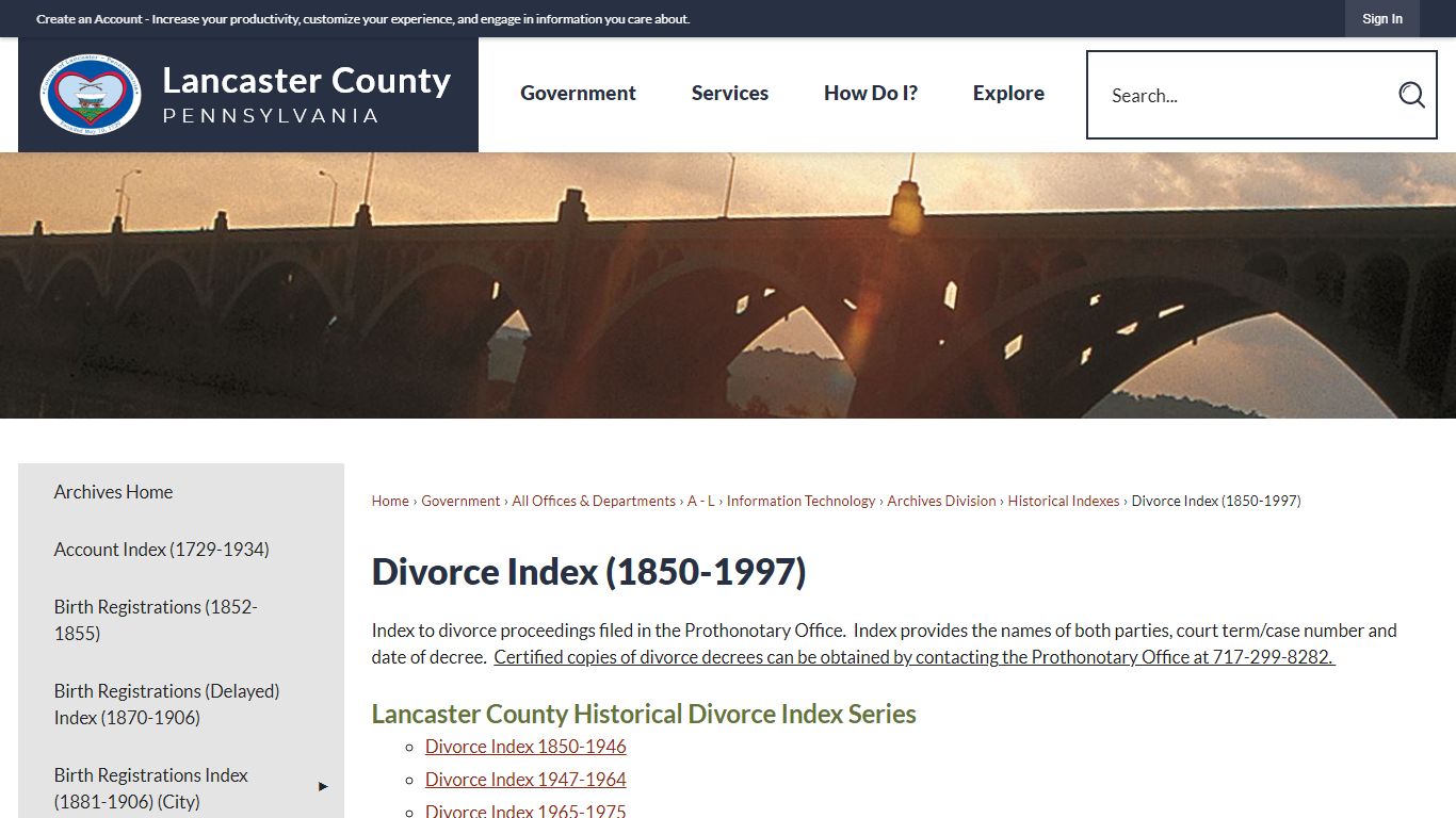 Divorce Index (1850-1997) - Lancaster County, PA